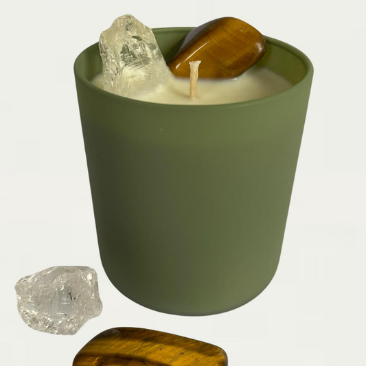Cinnamon & Wild Orange - Edelstenen kaars - Tijgeroog - DoTerra essentiële olie