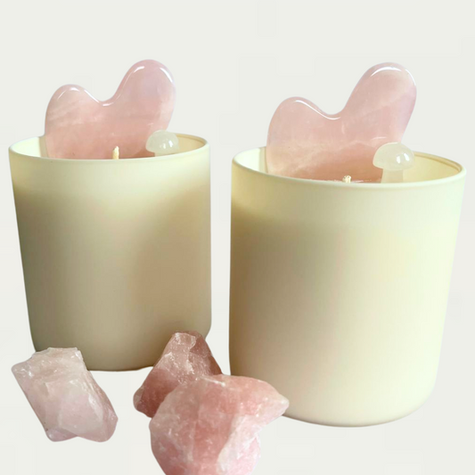 Quasha Edelstenen kaars - Rozenkwarts - Crystal - DOTerra Essentiële olie Lavendel