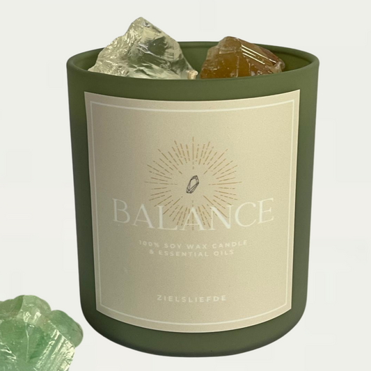 Balance Edelstenen kaars - Honing Calciet - DOTerra Essentiële olie - Olijf kleur